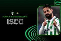 伊斯科9場(chǎng)2球3助榮膺歐協(xié)聯(lián)本賽季最佳球員