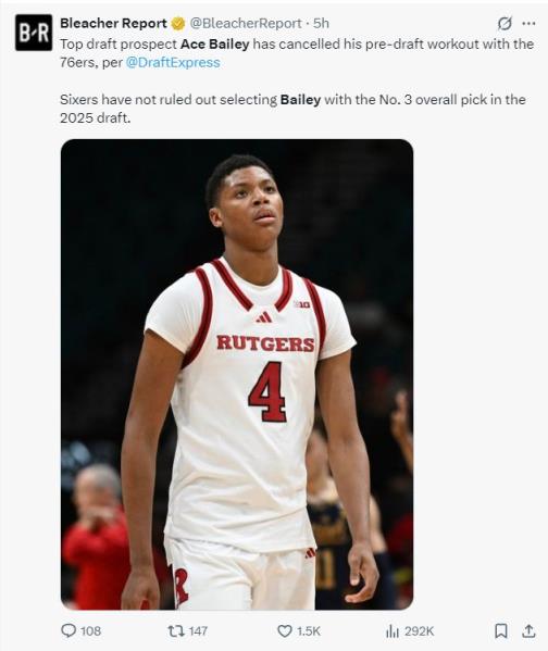 貝利放棄費城試訓(xùn)引爭議 專家怒斥經(jīng)紀(jì)人決策失誤 美媒預(yù)測選秀順位下滑