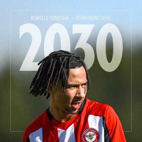 官方：布倫特福德簽下伯明翰小將羅梅勒-多諾萬，簽約5年