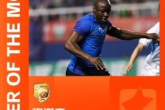 中甲官方：穆謝奎5月最佳球員，4場(chǎng)4球助力大連鯤城3勝1負(fù)