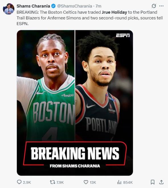 霍勒迪回歸開拓者635天后！綠凱1換2迎西蒙斯，新三巨更年輕