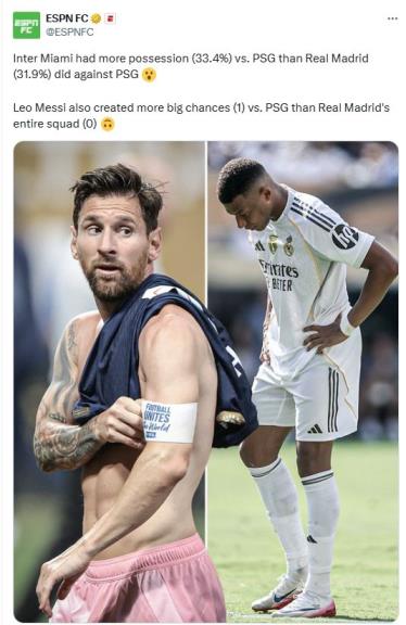 ESPN：梅西單人創(chuàng)造機會多于皇馬全隊全場！