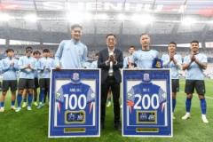 本輪中超申花主場迎戰(zhàn)玉昆，吳曦、蔣圣龍獲頒里程碑球衣
