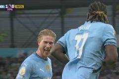 曼城取得領(lǐng)先！多庫突破禁區(qū)倒三角傳中！德布勞內(nèi)破門建功！