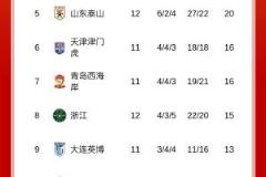中超積分榜：申花蓉城連勝領(lǐng)跑，國安升至第三，泰山仍居第五