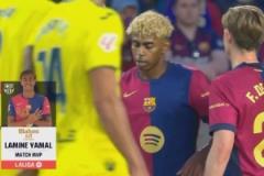 亞馬爾閃耀巴薩對(duì)陣比利亞雷亞爾賽獲全場(chǎng)最佳