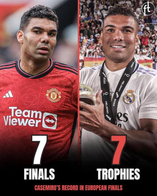 卡塞米羅歐戰(zhàn)決賽7戰(zhàn)全勝，冠軍先生閃耀歐洲賽場