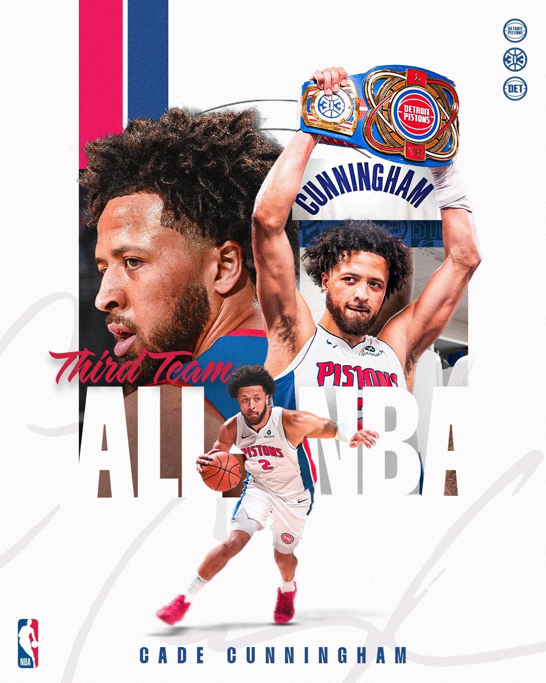 坎寧安成活塞19年首位入選最佳陣容的球員，繼格里芬之后